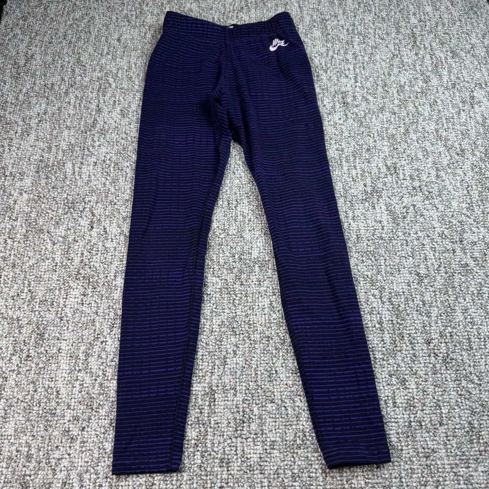Nike Tights Womens Size Small Leg A See All Over Print Striped Gym Yoga Purple